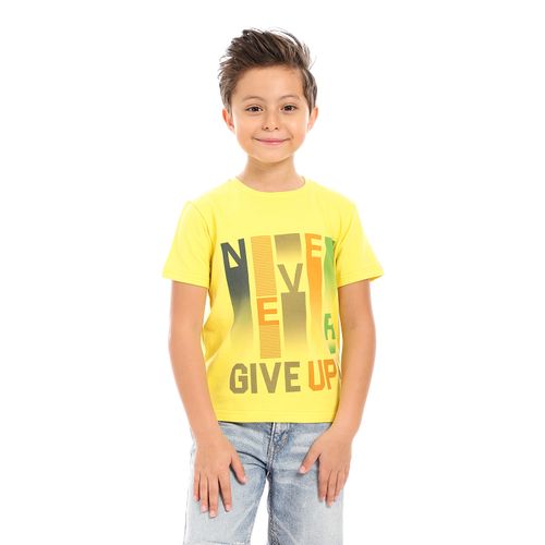 Kids Printed Cotton T-shirt 'Never Give Up'- Simon