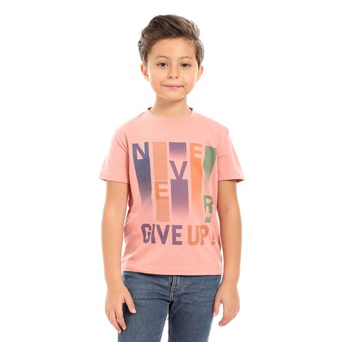 Kids Printed Cotton T-shirt 'Never Give Up'- Simon