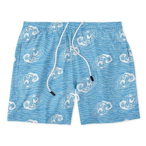 Waterproof Colorful Printed Swimming Shorts-Sky Waves