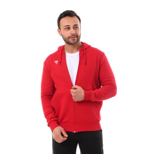 Viga Cotton Zipped Hoodie- red