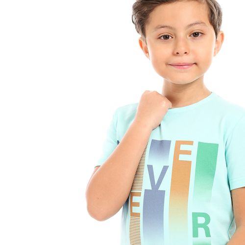 Kids Printed Cotton T-shirt 'Never Give Up'- Simon