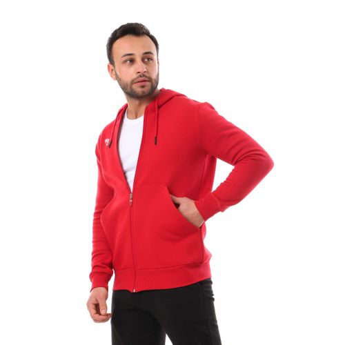 Viga Cotton Zipped Hoodie- red