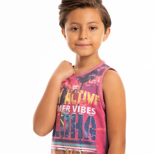 Kids California beach Printed Tank Top- Coral