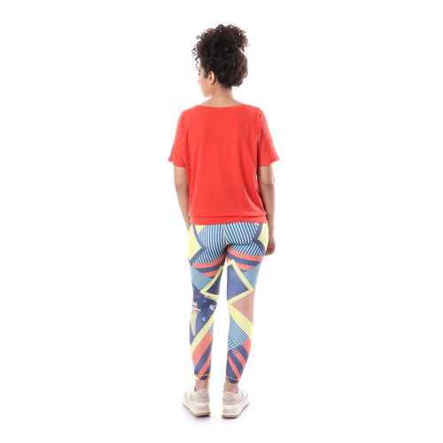 Set Of Doe Sports Legging And T-shirt - Abstract Pattern