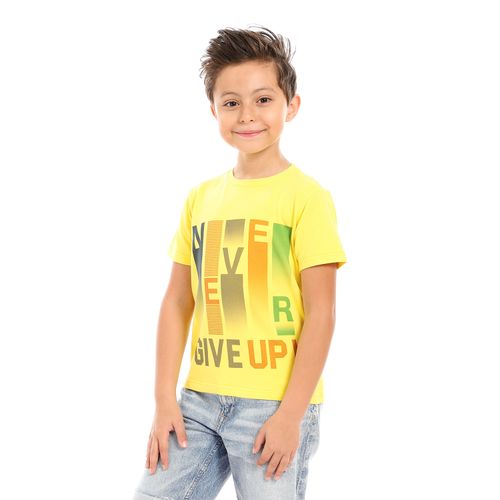 Kids Printed Cotton T-shirt 'Never Give Up'- Simon