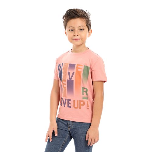 Kids Printed Cotton T-shirt 'Never Give Up'- Simon