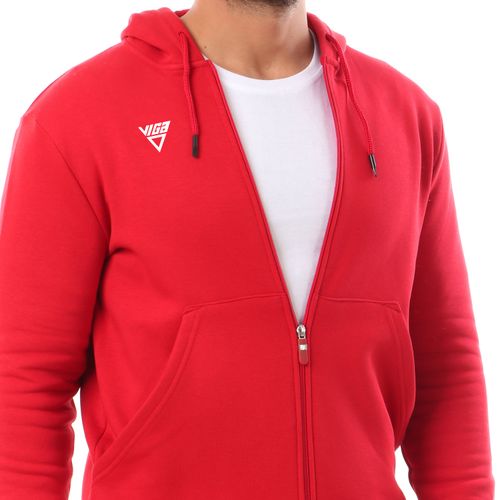 Viga Cotton Zipped Hoodie- red