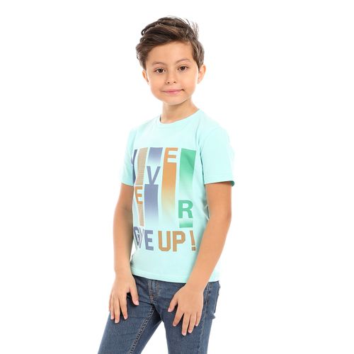 Kids Printed Cotton T-shirt 'Never Give Up'- Simon