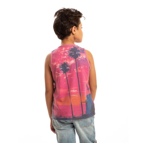 Kids California beach Printed Tank Top- Coral