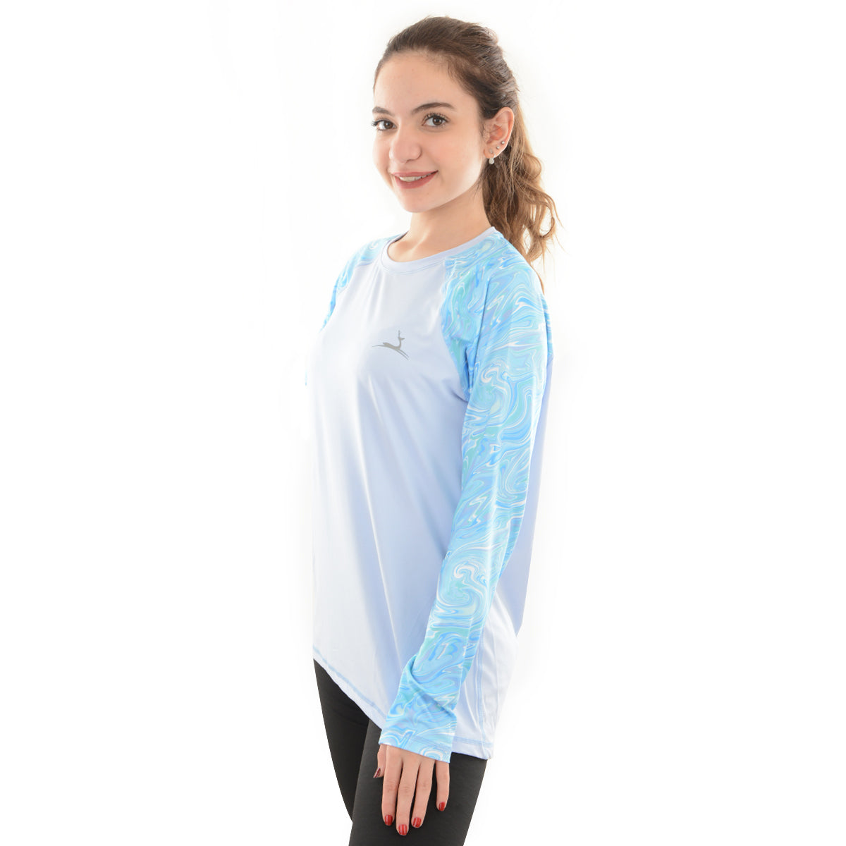 Printed sleeves t-shirt - Marble Sky see