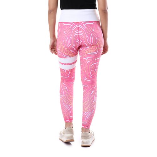 Set Of Doe Sports Legging And T-shirt - Summer Pink Pattern