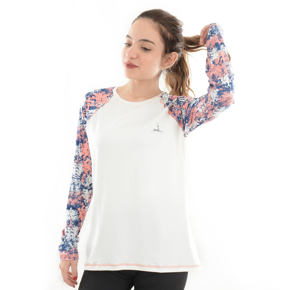 Printed sleeves t-shirt - Navy x Pink