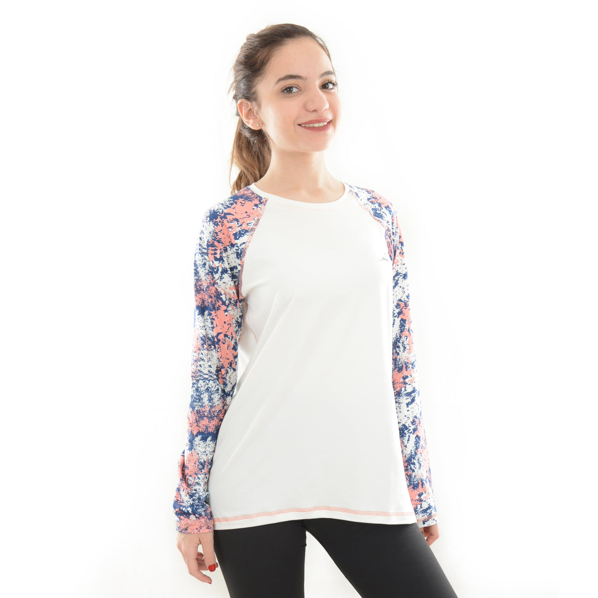 Printed sleeves t-shirt - Navy x Pink