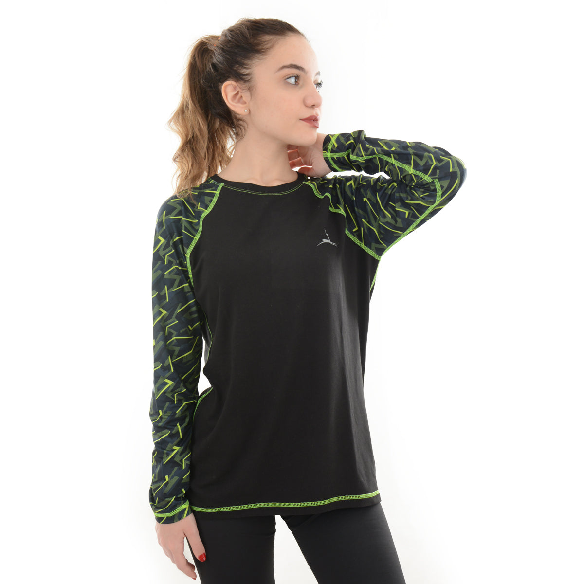 Printed sleeves t-shirt - Green Strokes