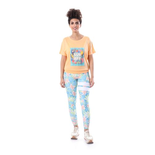 Doe Set of Legging And T-shirt - Flamingo Birds Print