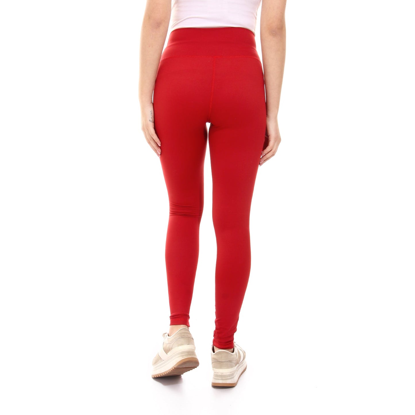 Plain Sportive stretch leggings-Red - Champsland