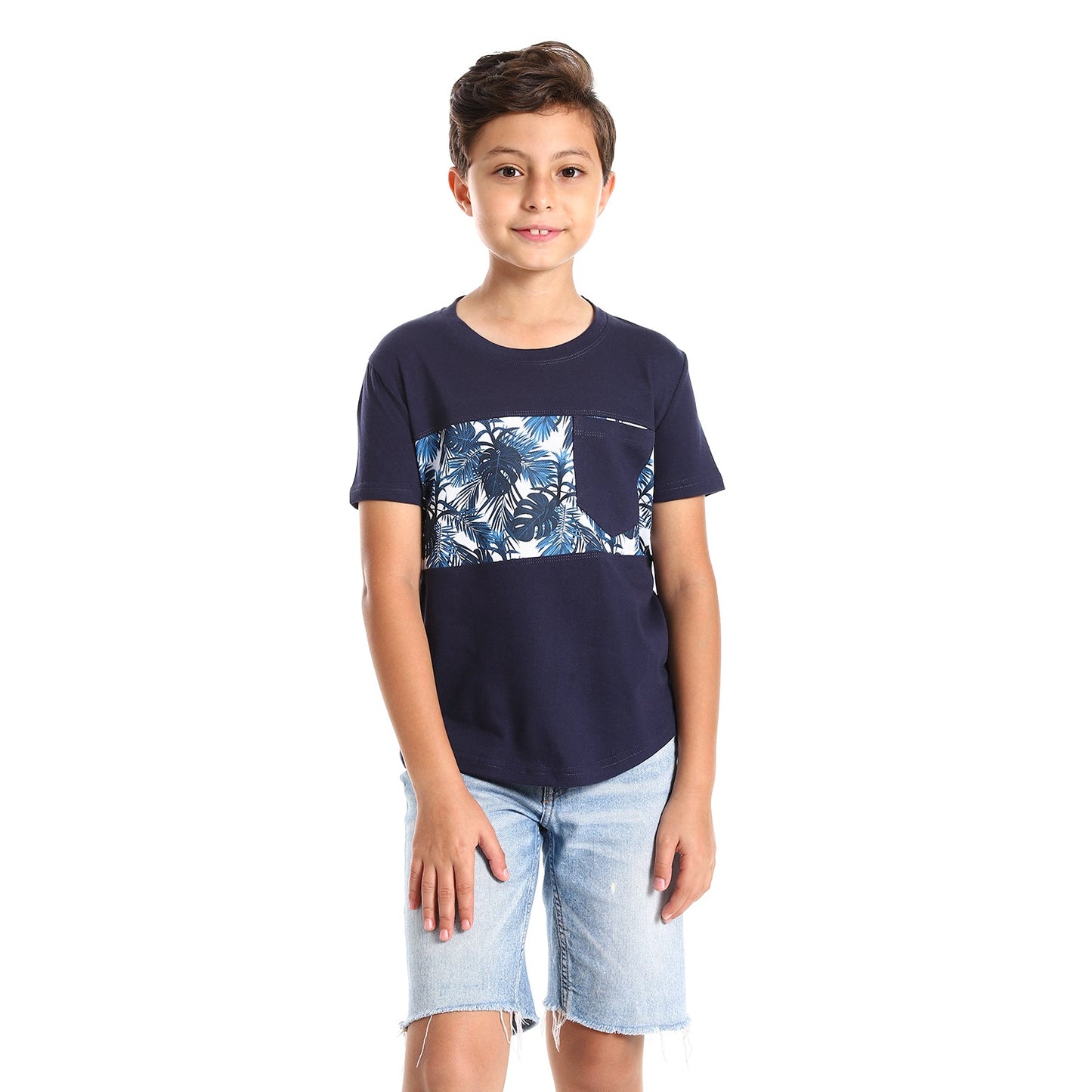 Kids Palm leaves short sleeved pocketed T-shirt