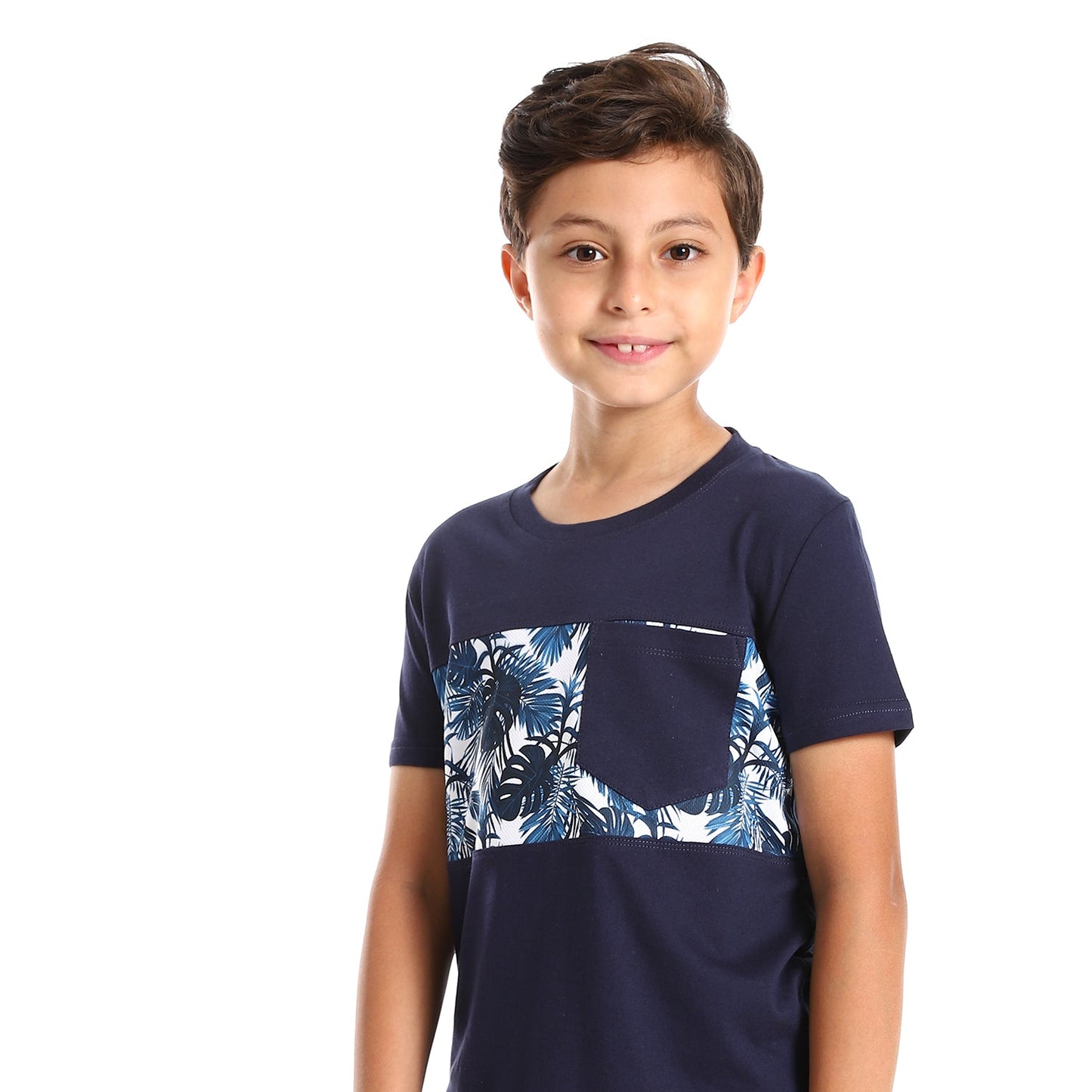 Kids Palm leaves short sleeved pocketed T-shirt