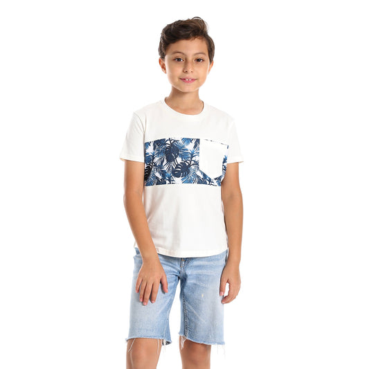 Kids Palm leaves short sleeved pocketed T-shirt