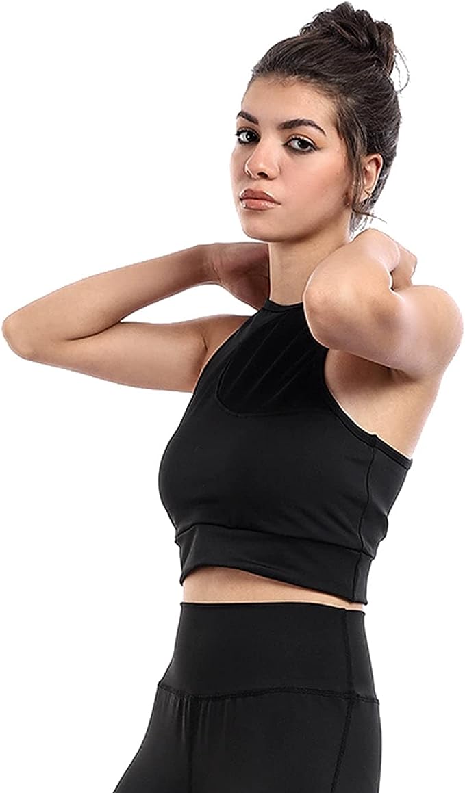 Doe Women Solid Mesh Padded Sports Bra