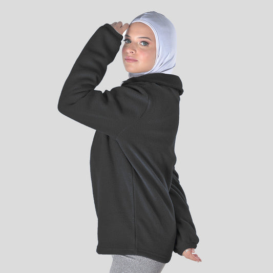 Doe Polar Quarter zipper shirt-Unisex-Black