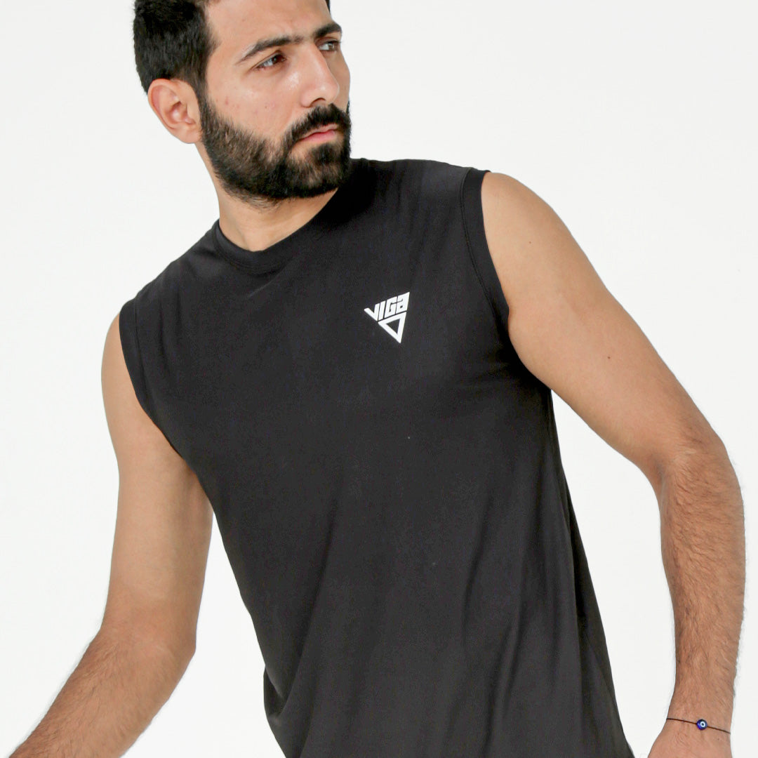 Viga Basic Dry Fit Tank Top-Black - Champsland