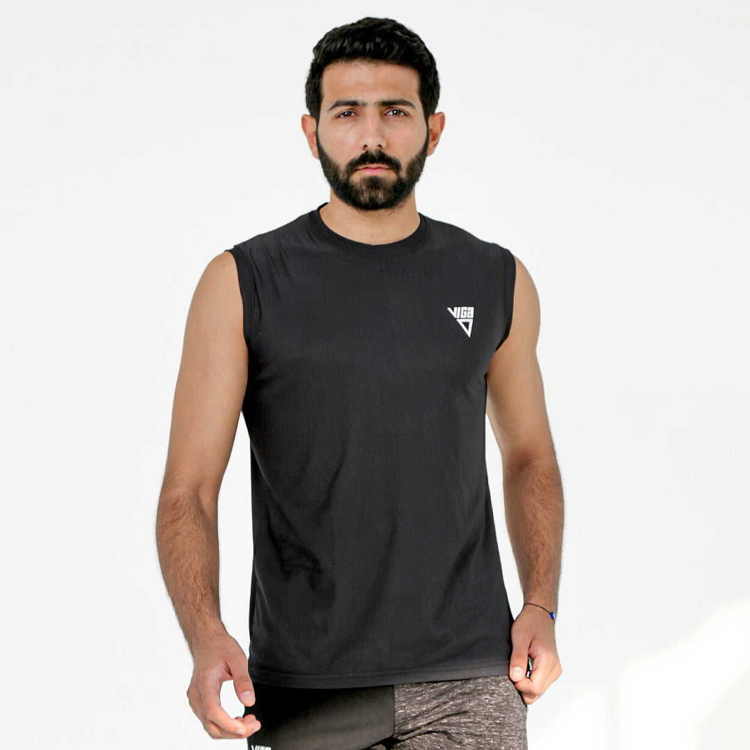 Viga Basic Dry Fit Tank Top-Black - Champsland