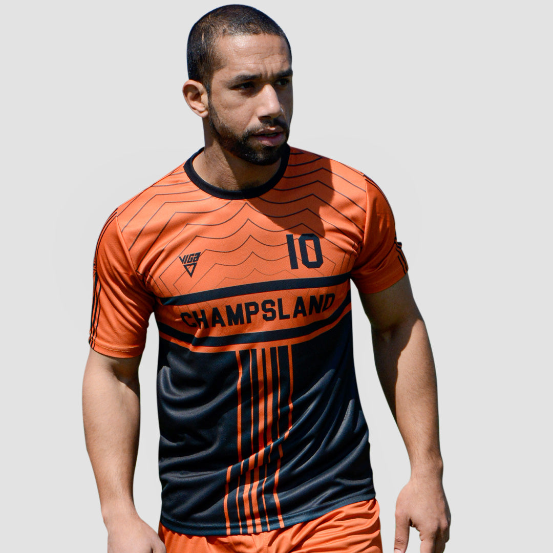 Viga black and orange soccer jersey ( add your name )