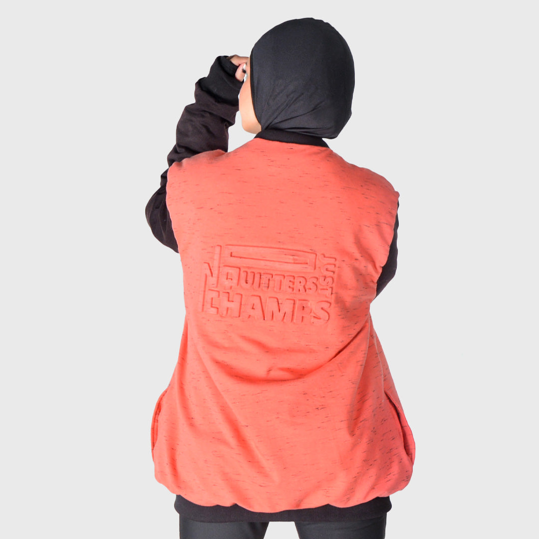 "No quitters just champs" Baseball Jacket- Orange - Champsland