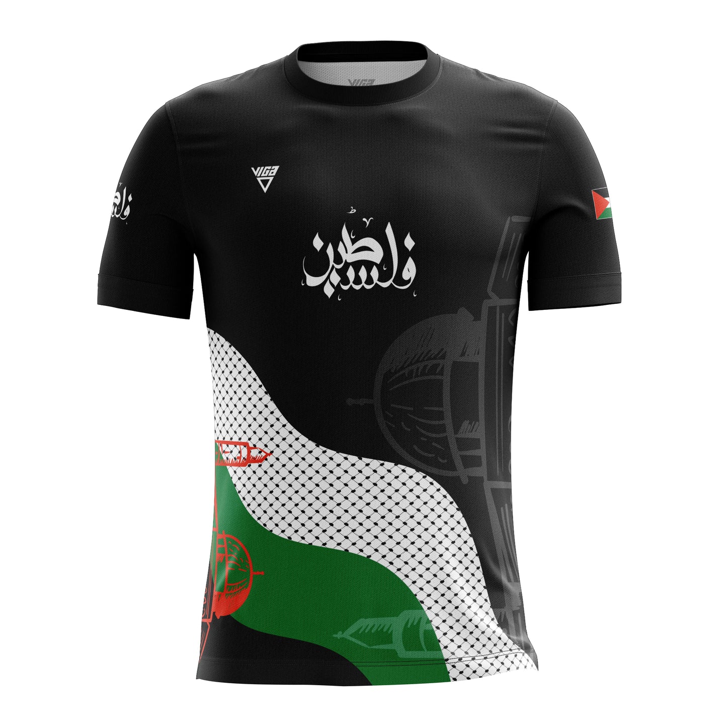 Palestine Black Soccer T-shirt