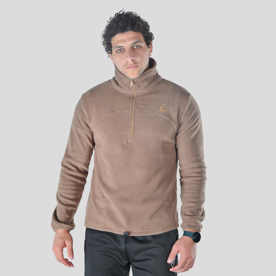 Doe Polar Quarter zipper shirt-Unisex-Coffe