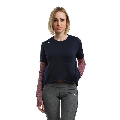 Sportive 2 Sides Zipper T-shirt-Navy*Pink